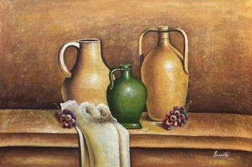 Rossitez (XX) - Still Life with Ceramic Vases and Grapes, Antiek en Kunst, Kunst | Schilderijen | Klassiek