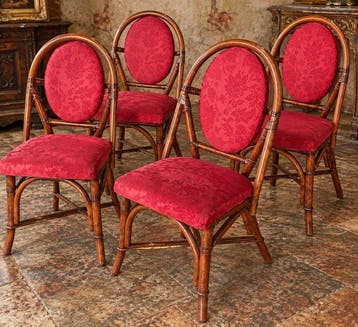 antiga - Stoel (4) - Hout, Textiel, Bamboe - Vintage stoelen