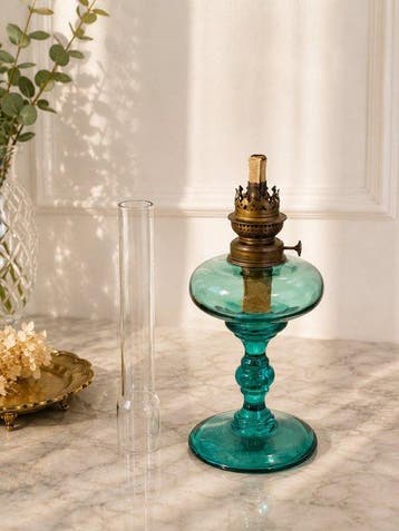 Petroleumlamp - Glas, Messing, Kristal - kerosinelamp