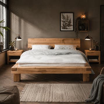 Van Schaik Eikenrode Massief Eiken Balkenbed - 180 x 210, Nieuw