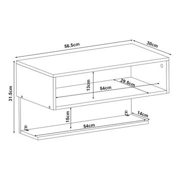 Wandrek Gauldal 56,5x30x31,5 cm zwart [en.casa], Huis en Inrichting, Woonaccessoires | Wandplanken en Boekenplanken, Verzenden
