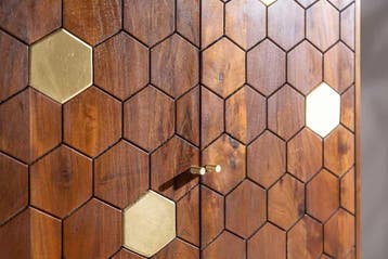 Massieve barkast MYSTIC LIVING 75cm acacia bruin goud retro, Ophalen of Verzenden, Nieuw