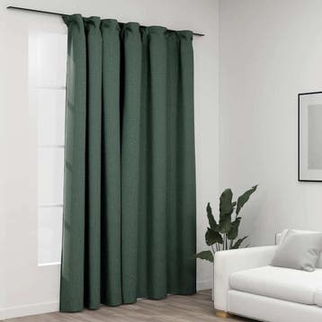 vidaXL Gordijn linnen-look verduisterend met haken 290x245, Verzenden, Nieuw, Groen