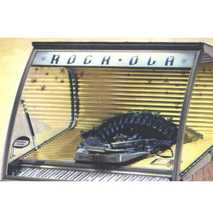 Rock-Ola ruit model 1454 (bedrukt), Verzamelen, Automaten | Jukeboxen, Ophalen