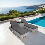 2 rotan ligstoelen met aluminium frame en tafel, inclusief b, Verzenden, Nieuw