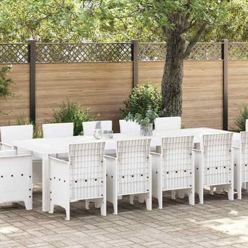 vidaXL Tuin Eetset 13 st Wit en lichtgrijs Poly rattan en, Verzenden, Nieuw, 3 zitplaatsen
