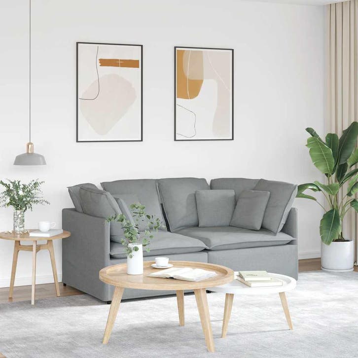 vidaXL Modulaire bank met kussens stof lichtgrijs, Huis en Inrichting, Banken | Bankstellen, Nieuw, Stof, Verzenden