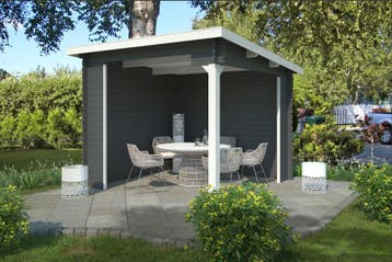 Outdoor Life Products Lara 275x275 Carbon Grey-Wit iGarden, Tuin en Terras, Tuinhuizen, Ophalen, 200 tot 400 cm, Tuinhuis, 250 tot 500 cm