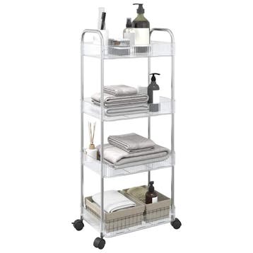 vidaXL Opbergtrolley 4-laags 37x28x95 cm acryl transparant, Verzenden, Nieuw