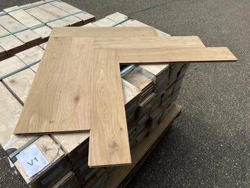 Online veiling: Eiken duoplank visgraat parket vloer 15x140, Gebruikt