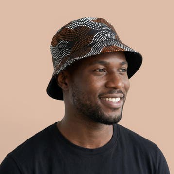 Bucket hat / Vissershoedje met Afrikaanse print - Bruin Wit, Ophalen of Verzenden, Nieuw
