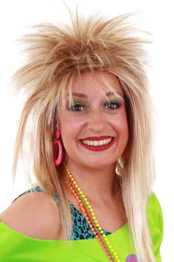 KIMU® Jaren 80 Disco Fitness Pruik Licht Blond met Gratis 2x, Kleding | Dames, Carnavalskleding en Feestkleding, Ophalen of Verzenden