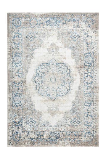 Vintage Vloerkleed | Paris | Medaillon | Blauw | 80x150 cm, Verzenden, Nieuw