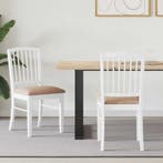 Eettafelstoelen 2 pcs Wit 50 x 52,5 x 91 cm Massief Rubberho, Verzenden, Nieuw