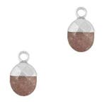 1 x Natuursteen hangers Jade Dark brown grey-silver (Bedels), Ophalen of Verzenden, Nieuw, Bedel