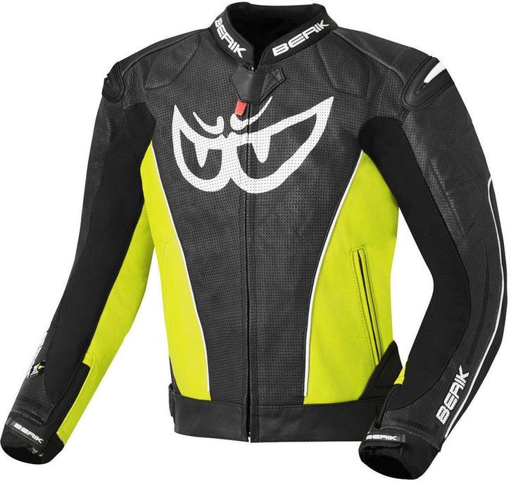 Berik Street Zwart Geel Leren Motorjas, Motoren, Kleding | Motorkleding, Heren, Nieuw met kaartje, Jas | leer, Verzenden