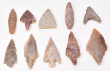 Neolithisch Jasper, Flint 10 pijlpunten AA++ (Zonder