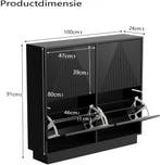 Schoenenkast - Schoenenrek - 100x24x91 cm - Zwart - UEV, Verzenden, Zo goed als nieuw