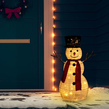 vidaXL Decoratieve sneeuwpop LED 60 cm luxe stof, Diversen, Verzenden, Nieuw