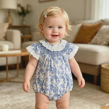 Zomerse Baby Meisjes Jumpsuit met Bloemenprint en Pofmouwtje, Verzenden, Nieuw