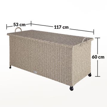 Polyrotan Kussenbox Crème 117x53x60cm met Wielen, Verzenden, Nieuw