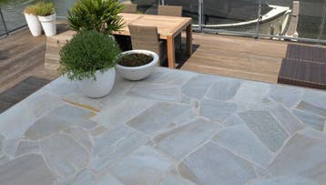 Brasil White flagstones / flagstones Brasil White kwartsiet, Nieuw, Natuursteen, Terrastegels