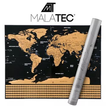 Malatec Luxe Wereldkaart Kraskaart - Goud/Zwart 82x59 cm..., Ophalen of Verzenden, Nieuw