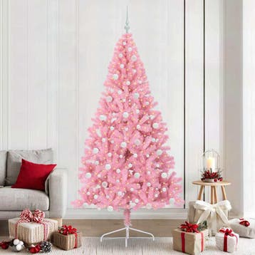 vidaXL Kunstmatig Voorverlicht Kerstboom Roze 240 cm PVC, Verzenden, Nieuw