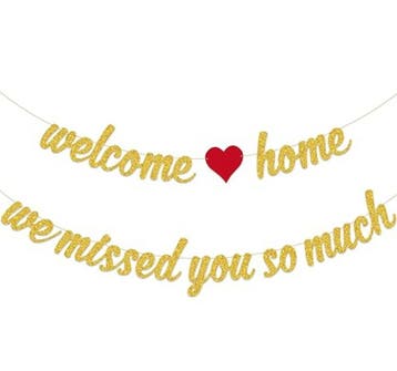 Welcome Home ballonnen slinger met 2 bloemen, Hobby en Vrije tijd, Ophalen of Verzenden, Nieuw, Versiering, Overige