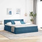 vidaXL Opslag bed met matras met hoofdeinde Donkerblauw 100, Verzenden, Nieuw, Blauw, Stof