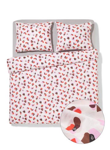 HEMA Dekbedovertrek 200x200/220cm zacht katoen bloemen, Verzenden, Nieuw, Roze