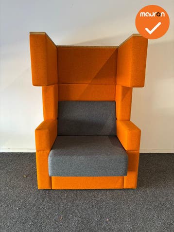 Akoestische design Fauteuil - Oranje / Antraciet- refurbishe, Vergader- of Presentatieruimte, Ophalen of Verzenden, Gebruikt, Stoel