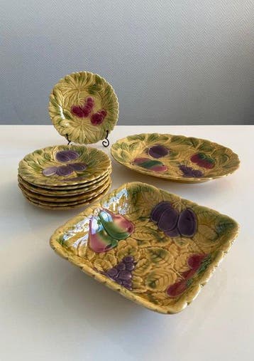 Sarreguemines - Dessertservies (10) - Keramiek - Barbotines