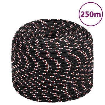 vidaXL Boot touw 8 mm 250 m polypropyleen zwart, Verzenden, Nieuw