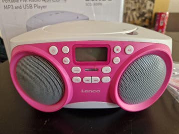 USB Pink Draagbare CD/MP3 Speler Radio lenco, Ophalen of Verzenden, Zo goed als nieuw, Radio, Met cd-speler