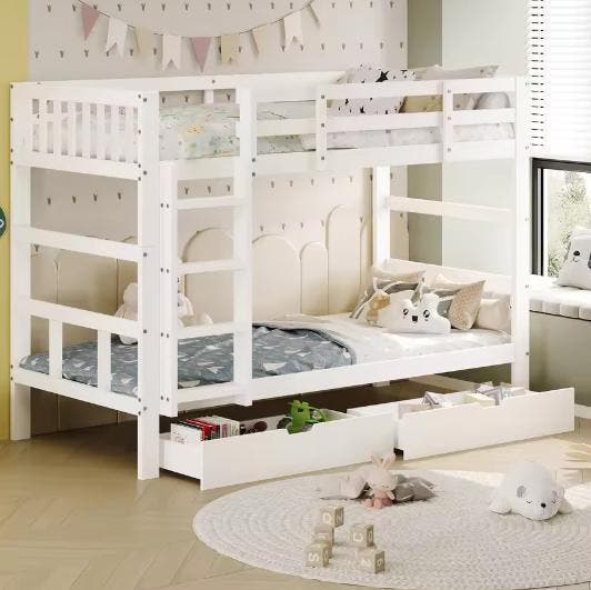 Stapelbed voor Kinderen 90x200 cm – Met 2 Opberglades, Huis en Inrichting, Kasten | Overige, Nieuw, Verzenden
