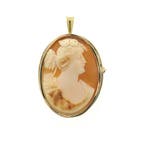 Antiek gouden broche/hanger met camee (Hanger of bedel), Ophalen of Verzenden, Gebruikt, Goud, Overige merken