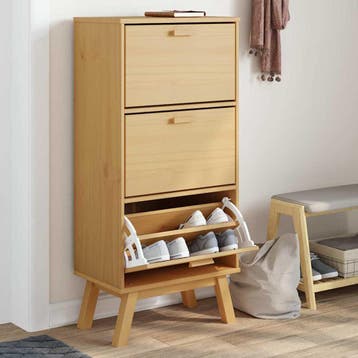 vidaXL Schoenenkast OLDEN 55x35x120 cm grenenhout bruin, Verzenden, Nieuw