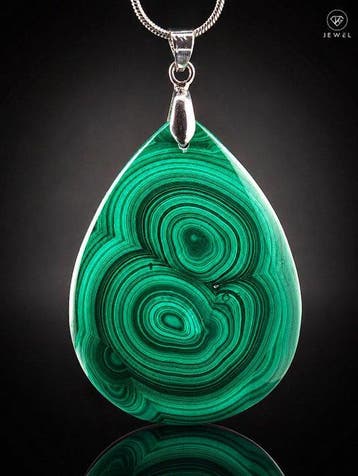 Natuurlijke malachietketting - 925 Sterlingzilver - grote