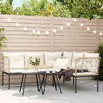 vidaXL Loungeset met kussens staal en textileen zwart, Verzenden, Nieuw, Rvs, Loungeset