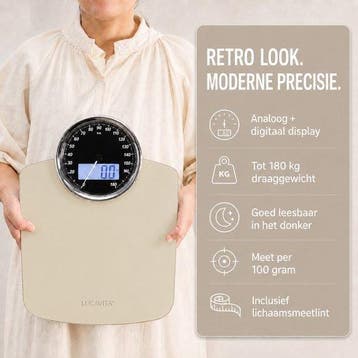 2dekans | LUCAVITA® Personenweegschaal Dual Display Retro, Ophalen of Verzenden, Zo goed als nieuw