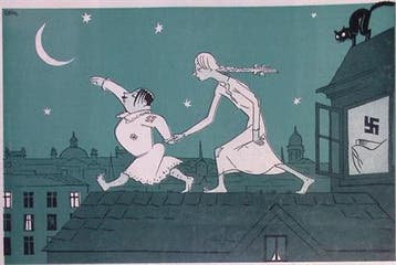 Slaapwandelende Hitler op spotprent (lijst optie, Lithos), Verzenden