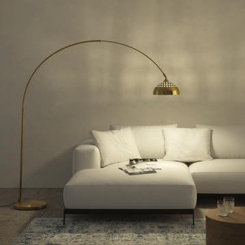 Booglamp Arcus, staal, retro-stijl, 60W - goud, Verzenden, Nieuw