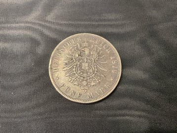 Duitsland, keizerrijk Wilhelm I. 5 Mark 1876 / Prussia, Postzegels en Munten