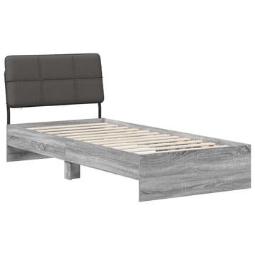 vidaXL Eenpersoonsbed met hoofdbord Grijs Sonoma en, Verzenden, Nieuw, Grijs, Hout