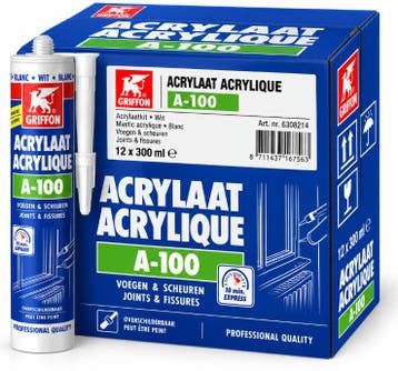 Griffon acrylic sealant a 100 12 stuks, 300 ml, wit, koker, Verzenden, Nieuw