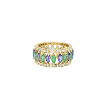 Trouwring - 14 karaat Geel goud - 4.23ct. tw. Smaragd -