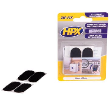 HPX Zip Fix klittenband - zwart - 2 sets pads 20 mm x 50 mm, Ophalen of Verzenden, Nieuw