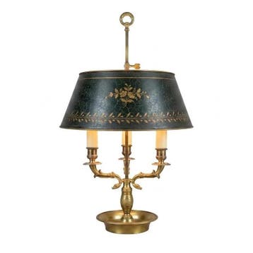 Bronzen bouillotte lamp met zwanenkoparmen, circa 1910, Ophalen of Verzenden, Gebruikt