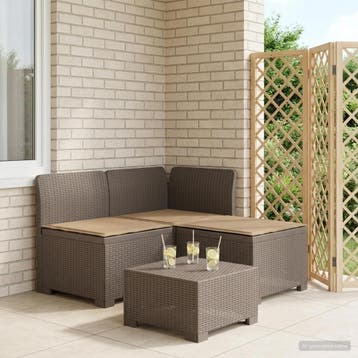 vidaXL 3-zits tuinbank met kussens in rattanlook PP, Verzenden, Nieuw